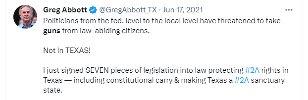 Abbott gloats over giving guns more protection in Texas